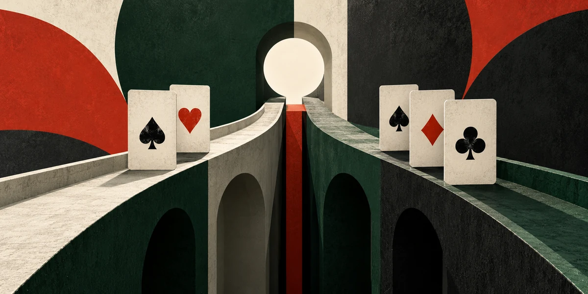 Topic illustration: Three-Card 16: When the Chart Bends